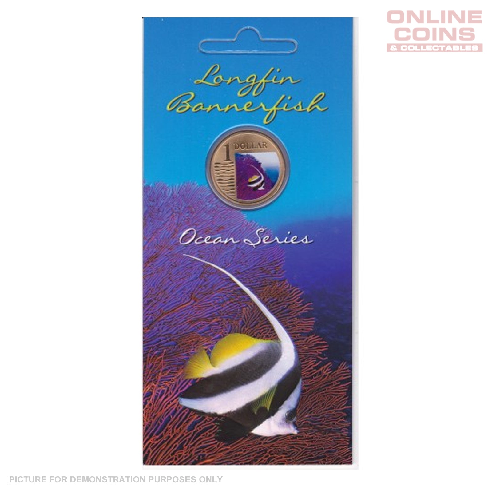 2007 $1 AlBr Coloured Uncirculated Carded Coin - Ocean Series Bannerfish